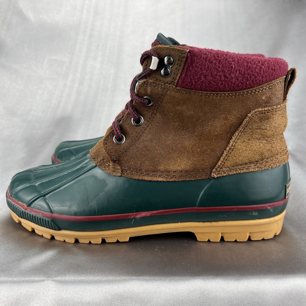 High Sierra "Peak" Duck Boots‎ Women's 10 Green Cranberry Leather Thermolite Y2K - Picture 7 of 16